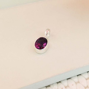 Colgantes ovalados de amatista de Plata de Ley 925, ajuste de bisel, Simple diseño clásico, joyería para oficina/Carrera, Unisex - Product Image 3