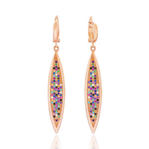 Pendientes de plata de ley 925 con diseño de marquesa, pendientes con piedras turcas de zirconia, venta al por mayor - Product Image 3