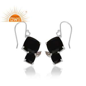 Aretes de Plata 925 con Piedras Preciosas de Ónix Negro, Diseño Cautivador en Dúo, Proveedor de Joyería - Product Image 2