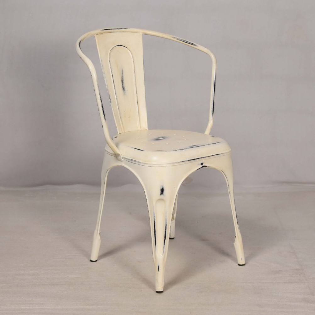 Vintage Distressed Metal Cafe Chairs for Outdoor Restaurant Use