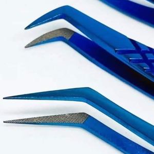 Pinzas de Cejas y Pestañas de Acero Inoxidable con Logotipo Personalizado, Extensión de Pestañas con Agarre de Fibra Curva, Nanotecnología, Plasma Azul, Uso de Belleza - Product Image 5