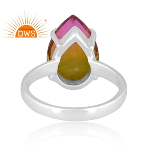 925 plata esterlina fina Natural Bio Petro turmalina doblete cuarzo piedra preciosa anillo apilable fabricante de joyas - Product Image 3