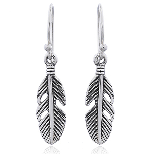 Par de pendientes de plumas de plata 925, adorables - Product Image 1