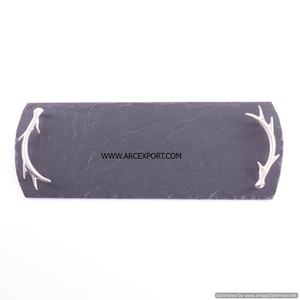 Mármol blanco con mango chapado en oro Serverware de diseño único moderno grande Platos de bandeja de servicio elegantes en precio razonable - Product Image 3