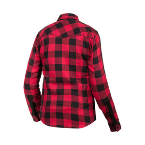 Camisas de franela de estilo a cuadros a medida del mejor fabricante para mujeres motociclistas Casual verano bordado botón aramida forro - Product Image 4