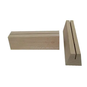 Wholesale Factory Price Unfinished Place Card Holder Acrylic Signs Pedestal Beech Wood Blocks For Calendar Photo Menu Holder