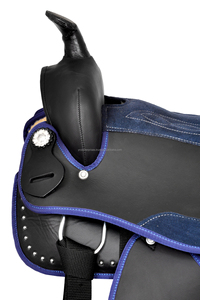 Montar a caballo de barril occidental sintético color personalizado conjunto de tachuelas sillín de cuero estilo inglés fabricado en la India montar a caballo - Product Image 3