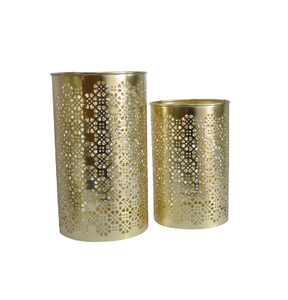 GOLD <b>COLOUR</b> <b>SET</b> of 2 VOTIVE T-LIGHT HOLDER HIGH QUALITY METAL CHRISTMAS DECORATION HOME DECOR CANDLE HOLDER - Product Image 1