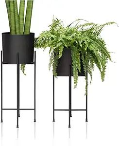 검은 테마 식물 장식 여러 모양의 금속 재배자 및 냄비 페인트 마무리 디자인 실내 홈 장식 디자인