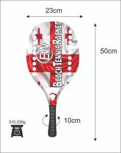 Raquetas de Tenis Playa con Cara de Fibra de Carbono de 20mm, Empuñadura de Fibra de Carbono y Malla de Fibra de Vidrio, Peso 310-330g, Longitud 50cm - Product Image 1