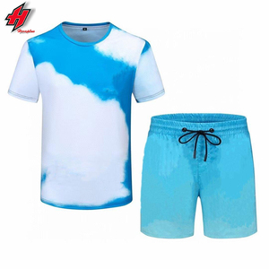 Conjunto de pantalones cortos de verano para hombre, camiseta informal con cuello redondo y logotipo personalizado, 2 piezas, 2022 - Product Image 4