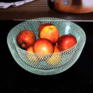 Handmade Green Iron <b>Wire</b> Metal Eco-Friendly Round Bowl for Kitchen Use Fruit Vegetable <b>Storage</b> <b>Basket</b> Mesh Style - Product Image 5