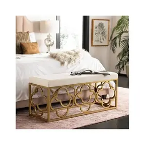 Высококачественная металлическая золотистая цветная скамья для кровати и гостиной, декоративная скамья по приемлемым ценам