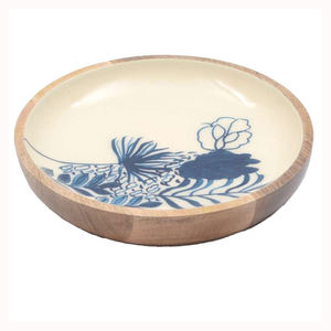 Plat de service moderne pour fruits, bol de service émaillé imprimé en bois, idéal pour hôtels et complexes hôteliers - Product Image 1