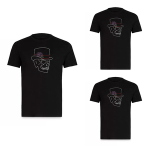 Camiseta negra de algodón puro con estampado de calavera divertido, hecha a medida por OEM, según los requisitos del cliente. - Product Image 6