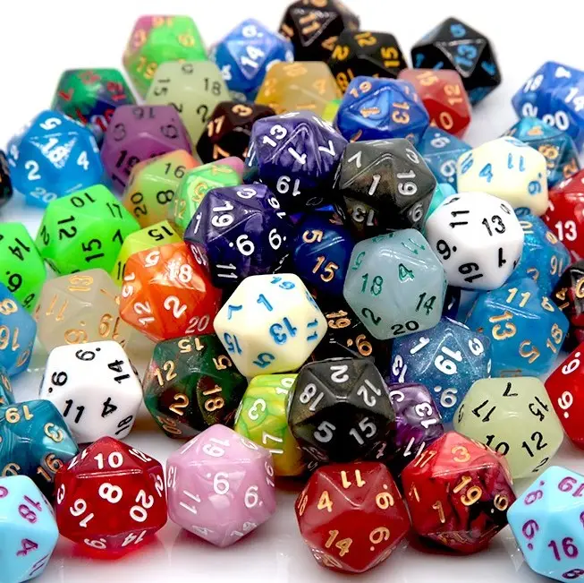 Hot sale factory custom HS DICE 20mm D20 sided polyhedral plastic acrylic DND dice set board game rpg mtg game