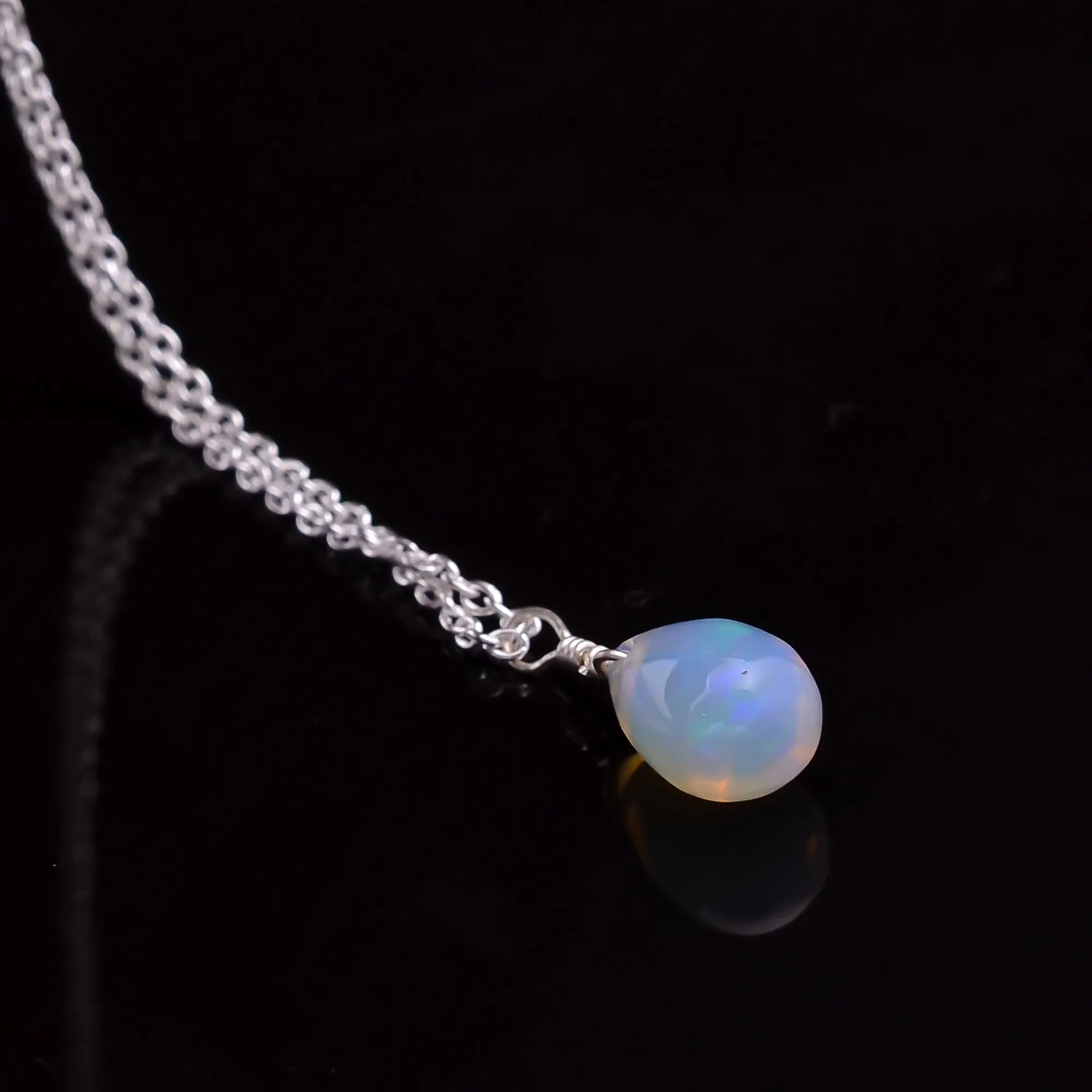 Natural Opal Tear Drops Crystals Pendant Necklace 925 Sterling Silver Jewelry At Wholesale Price