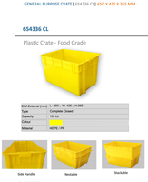 UP HDPE Plastic Box Turnover Bleu avec Filet et Empilable 600X400X300mm Caisses de Stockage Moulées par Injection de Qualité Alimentaire