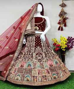 À la mode georgette broderie impression numérique travail lehenga choli avec dupatta fête porter prix de gros ethnique vêtement surat - Product Image 4