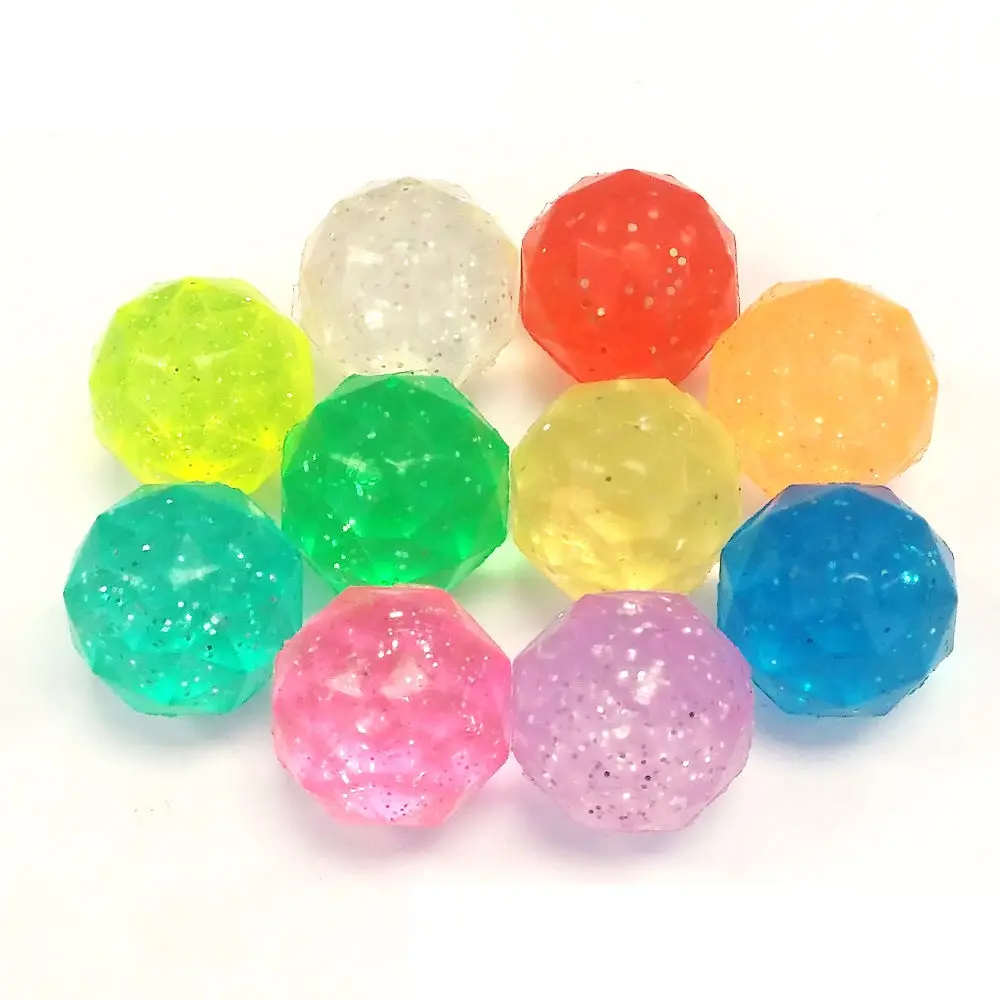 Custom Logo Novelty Small Capsule Toy Jawbreaker Solid 30mm Crystal Rubber Diamond Shaped Bouncing Ball for Vending Machine
