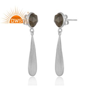 ต่างหูหล่นพลอยลาบราดอร์ไลท์กลม ผู้ผลิตเครื่องประดับ ต่างหูเงินแท้ 925 ผู้ผลิตเครื่องประดับชั้นดี - Product Image 2