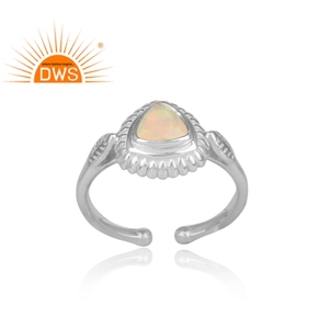 Natural Ethiopian <b>Opal</b> Gemstone <b>Ring</b> Jewelry Triangular Handmade Fine <b>Silver</b> <b>Ring</b> Jewelry Manufacturer - Product Image 2