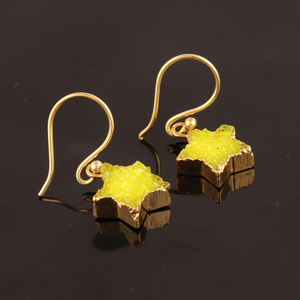 Mode simple personnalité chaude sucre jaune naturel druzy étoile forme goutte boucle d'oreille galvanoplastie meilleures ventes goutte boucle d'oreille - Product Image 6