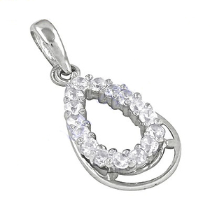 Precioso colgante de plata de ley 925 sólida con diseño famoso de piedras preciosas de Zirconia cúbica y Diamante ovalado estrecho regalo de joyería para ella - Product Image 1