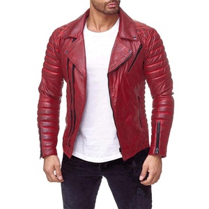 Blouson de moto slim pour homme avec col montant, en cuir de vachette multicolore, imperméable, respirant, écologique et réversible - Product Image 2