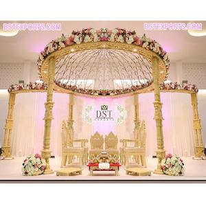 El Mejor Diseño Moderno de Mandap Portátil de Madera para Bodas Hindúes, Bodas Gujarati, Bodas Maharani, Mandap de Madera Tallada en Forma de Domo - Product Image 1