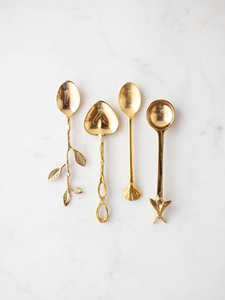 Cuillère en laiton design en étoile de dessin animé, pour le café et le thé cuillère à mélanger, à Long manche, en acier inoxydable, 4 pièces, cuillères en laiton pour la vente - Product Image 6