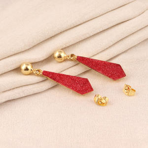 Diseño atractivo azúcar rojo druzy pendiente no deslustre latón 18K oro galvanizado pendiente gota colgante joyería de moda pendientes - Product Image 2