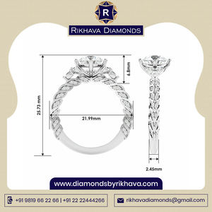 Rikhava Diamonds 2021 Nouveau design Original Bague solitaire en or blanc 10 carats - Product Image 2