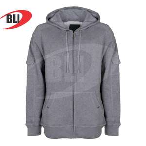 Sudadera con capucha y cremallera con logotipo bordado de lana de algodón de alta calidad - Product Image 4