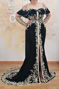 Elegante vestido de boda y fiesta de caftán marroquí negro con bordado pesado Elegante aspecto tradicional Colección 2025 - Product Image 2