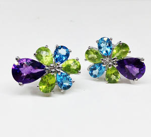 Pendientes de plata de ley 925 con forma de gota de pera, joyería ajustable y a la moda Pendientes con abalorio, joyería de moda - Product Image 2