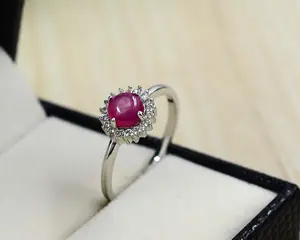 Natürlicher Rubin Cabochon 6 MM runde Form Edelstein massives Silber für Frauen Handgemachter Schmuck ring durch riesige Versorgung aus Indien