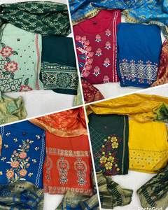 Ensemble haut-bas-dupatta en tissu rayonne, style Anarkali, pour fêtes, avec broderies, pour femmes indiennes et pakistanaises. - Product Image 2