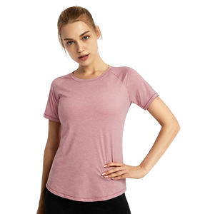 T-shirt à manches courtes de couleur unie pour femmes Fitness Cotton Breathable Shirt Yoga Wear for Yoga Gym and Sport - Product Image 3
