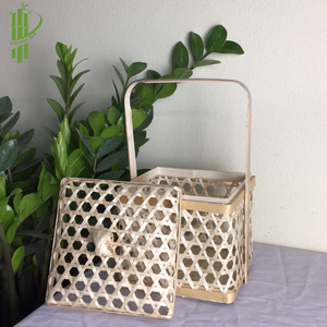Bamboo Lunch Box Basket <b>Storage</b> Basket Decorative Natural Bamboo Wholesale ECO Friendly - Product Image 2