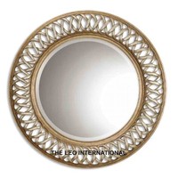 Metal Wall Mounted Hanging Mirror Copper Plating Color 18X2X18 Inch Simple Look Classical Taste Royal Choice