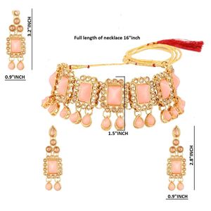Mariage indien ensemble de mariée or Kundan cristal collier boucles d'oreilles Maang Tikka tête chaîne tour de cou perles Bollywood festivités - Product Image 2