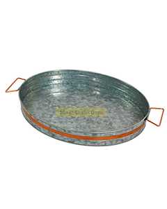 Bandeja de servicio de metal galvanizado ovalado de estilo nórdico con asas decorativas Fabricación al por mayor personalizada - Product Image 4