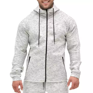 เสื้อฮู้ดซิปผู้ชายแบบมีโลโก้สั่งทำ ลายเรียบ สำหรับเล่นกีฬากลางแจ้ง ผลิตด้วยเทคนิคการถักแบบวอช นิตติ้ง จากประเทศปากีสถาน - Product Image 3