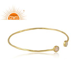 Bracelet en argent Sterling plaqué or, bijoux de styliste, vente en gros, gros de pierres précieuses, manchette, opale - Product Image 2