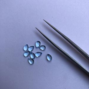 4mm 5mm Natural Swiss Blue Topaz Smooth Pear Loose Cabochon Semi Precious Stone for Jewelry Making Necklace Bracelet AAA Quality - Product Image 1