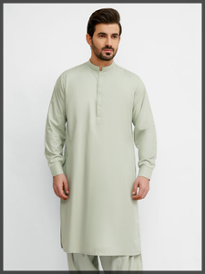 Shalwar Kameez Traditionnel Brodé Uni pour Homme, Tissu 100% Coton Confortable et Respirant, Idéal pour les Fêtes - Product Image 2