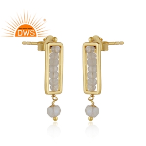 <b>For</b> <b>Women</b> Moonstone <b>Earring</b> Wholesaler of Indian <b>Silver</b> Jewelry Designer 925 <b>Silver</b> Gold Plated Post <b>Stud</b> <b>Earring</b> Jewelry - Product Image 2