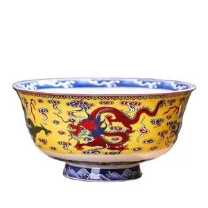 Jingdezhen Keramik Ramen Bowl Chinese Warna Enamel Tulang Cina Nasi Perkakas Dapur Porselen Dragon Bowl Peralatan Makan