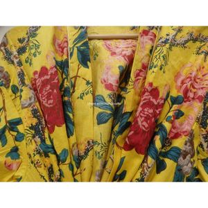 Kimono Maxi con estampado de pájaros amarillos de verano de talla grande para mujer al por mayor, bata india de baño de punto, ropa de dormir Bohemia para Primavera en casa - Product Image 5